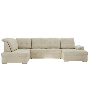 Wohnlandschaft mit Schlaffunktion Madrito ¦ beige ¦ Maße (cm): B: 323 H: 89