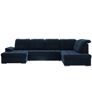 Wohnlandschaft mit Schlaffunktion Madrito ¦ blau ¦ Maße (cm): B: 323 H: 89