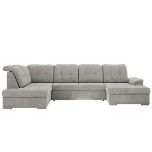 Wohnlandschaft mit Schlaffunktion Madrito - grau - Materialmix - 323 cm - 89 cm | Möbel Kraft