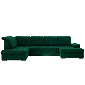 Wohnlandschaft mit Schlaffunktion Madrito - grün - Materialmix - 323 cm - 89 cm | Möbel Kraft