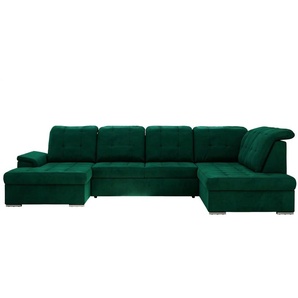 Wohnlandschaft mit Schlaffunktion Madrito - grün - Materialmix - 323 cm - 89 cm | Möbel Kraft