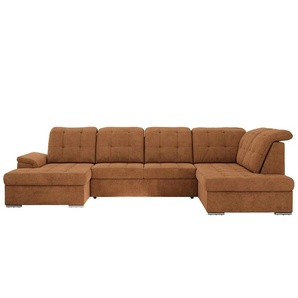 Wohnlandschaft mit Schlaffunktion Madrito ¦ orange ¦ Maße (cm): B: 323 H: 89