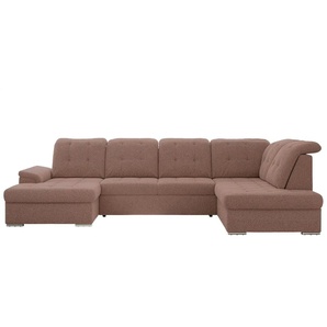 Wohnlandschaft mit Schlaffunktion Madrito ¦ rosa/pink ¦ Maße (cm): B: 323 H: 89