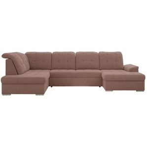 Wohnlandschaft mit Schlaffunktion Madrito ¦ rosa/pink ¦ Maße (cm): B: 323 H: 89