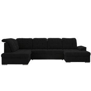 Wohnlandschaft mit Schlaffunktion Madrito - schwarz - Materialmix - 323 cm - 89 cm | Möbel Kraft
