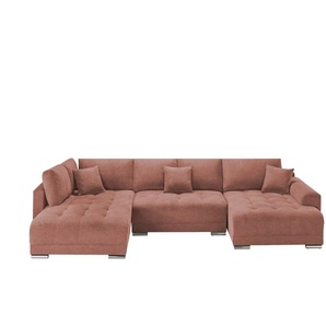 Wohnlandschaft mit Schlaffunktion Lemie - rot - Materialmix - 356 cm - 85 cm - cm 218,0 | Möbel Kraft