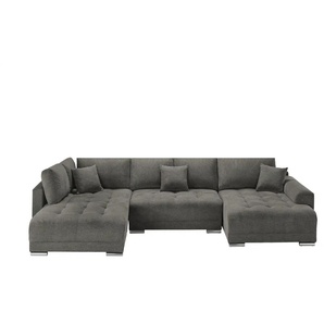 Wohnlandschaft mit Schlaffunktion - schwarz - Materialmix - 356 cm - 85 cm - cm 218,0 | Möbel Kraft