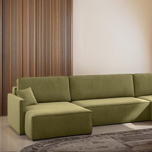 Wohnlandschaft mit Schlaffunktion Sofa LOUIS Stoff Salvador Grün