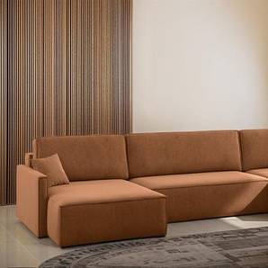 Wohnlandschaft mit Schlaffunktion Sofa LOUIS Stoff Salvador Rostbraun