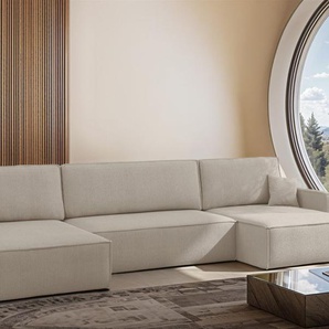 Wohnlandschaft mit Schlaffunktion Sofa LOUIS Stoff Scala Beige