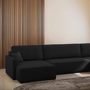 Wohnlandschaft mit Schlaffunktion Sofa LOUIS Stoff Scala Dunkelanthrazit