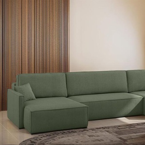 Wohnlandschaft mit Schlaffunktion Sofa LOUIS Stoff Scala Grün