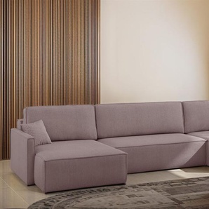 Wohnlandschaft mit Schlaffunktion Sofa LOUIS Stoff Scala Lavendel