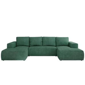 Wohnlandschaft mit Schlaffunktion Trentino - türkis/petrol - Materialmix - 334 cm - 91 cm | Möbel Kraft