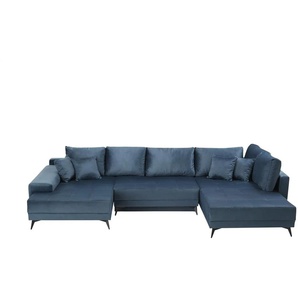 Wohnlandschaft mit Schlaffunktion - türkis/petrol - Materialmix - 357 cm - 85 cm - cm 218,0 | Möbel Kraft