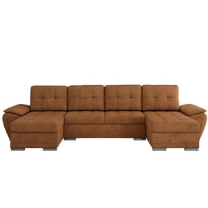 Wohnlandschaft mit Schlaffunktion Umbria - orange - Materialmix - 336 cm - 85 cm | Möbel Kraft