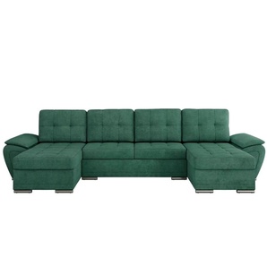 Wohnlandschaft mit Schlaffunktion Umbria - türkis/petrol - Materialmix - 336 cm - 85 cm | Möbel Kraft