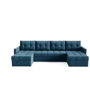 Wohnlandschaft Olivia - blau - Materialmix - 301 cm - 86 cm | Möbel Kraft