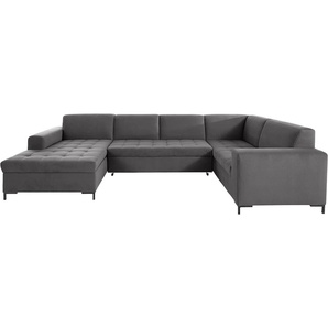 Wohnlandschaft OTTO PRODUCTS Grazzo Sofas Gr. B/H/T: 332 cm x 80 cm x 199 cm, Lu x us-Microfaser (recyceltes Polyester), Recamiere links, Ohne Bettfunktion-ohne Bettkasten, grau (anthrazit) Wohnlandschaften Sofas