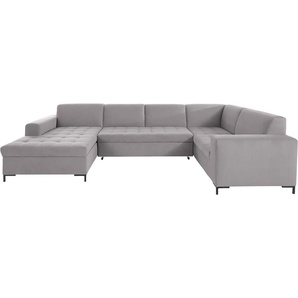 Wohnlandschaft OTTO PRODUCTS Grazzo Sofas Gr. B/H/T: 332 cm x 80 cm x 199 cm, Lu x us-Microfaser (recyceltes Polyester), Recamiere links, Ohne Bettfunktion-ohne Bettkasten, grau (hellgrau) Wohnlandschaften Sofas