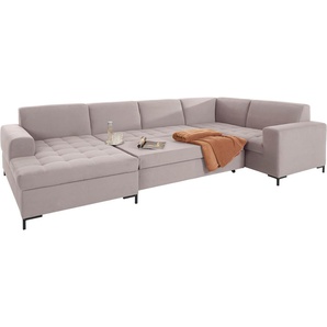 Wohnlandschaft OTTO PRODUCTS Grazzo U-Form Sofas Gr. B/H/T: 332 cm x 80 cm x 199 cm, Lu x us-Microfaser (recyceltes Polyester), Recamiere links, Mit Bettfunktion-mit Bettkasten, beige Wohnlandschaften Sofas hochwertige Stoffe aus recyceltem Material,