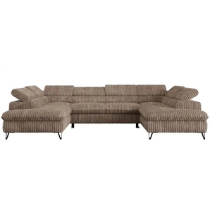 Wohnlandschaft Peter - braun - Materialmix - 346 cm - 76 cm | Möbel Kraft