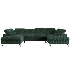 Wohnlandschaft Peter - grün - Materialmix - 346 cm - 76 cm | Möbel Kraft