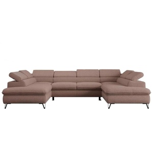 Wohnlandschaft Peter - rosa/pink - Materialmix - 346 cm - 76 cm | Möbel Kraft