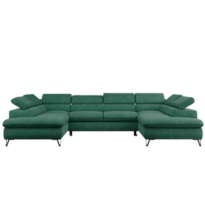 Wohnlandschaft Peter - türkis/petrol - Materialmix - 346 cm - 76 cm | Möbel Kraft