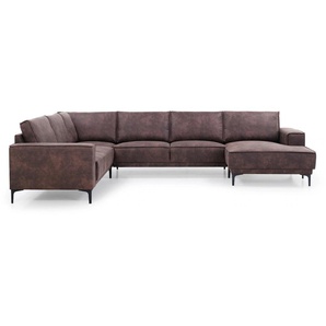 Wohnlandschaft PLACES OF STYLE Oland, braun (dunkelbraun), B:342cm H:85cm T:260cm, Sofas, U-Form, im zeitlosem Design und hochwertiger Verabeitung, Topseller