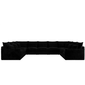 Wohnlandschaft Schwarz - schwarz - Materialmix - 442 cm - 93 cm | Möbel Kraft