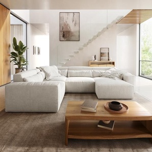 Wohnlandschaft Sirpio 300x210 cm Bouclé Creme-Weiß Recamiere variabel, Wohnlandschaften