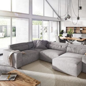 Wohnlandschaft Sirpio L 330x230 cm Cord Silbergrau Recamiere variabel, Wohnlandschaften