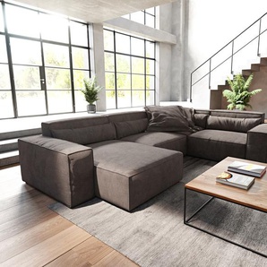 Wohnlandschaft Sirpio L 330x230 cm Mikrofaser Khakibraun Recamiere variabel, Wohnlandschaften