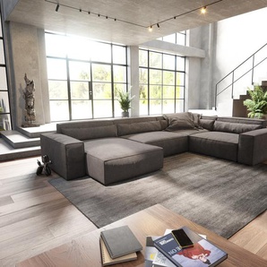 Wohnlandschaft Sirpio XL 360x260 cm Mikrofaser Khakibraun Recamiere variabel, Wohnlandschaften
