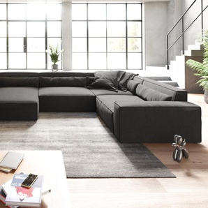 Wohnlandschaft Sirpio XL 360x260 cm Mikrofaser Schwarz Recamiere variabel, Wohnlandschaften