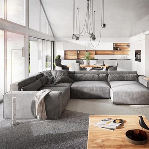 Wohnlandschaft Sirpio XL 360x260 cm Mikrofaser Taupe Recamiere variabel, Wohnlandschaften