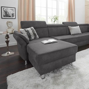 Wohnlandschaft SIT & MORE Avignon U-Form, grau (anthrazit), B:331cm H:97cm T:228cm, Flachgewebe (90% Polyester, 10% Polyamid), Luxus-Microfaser (100% Polyester), Struktur (100% Polyester), Sofas, wahlweise mit Bettfunktion und Stauraum, inklusive