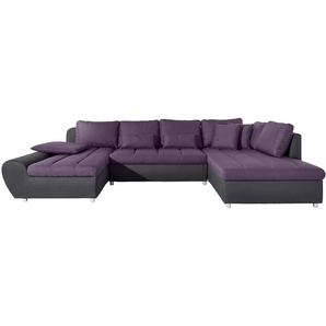 Wohnlandschaft SIT&MORE Bandos Sofas Gr. B/H/T: 344 cm x 83 cm x 192 cm, Flachgewebe, Recamiere links, ohne Bettfunktion, lila (anthrazit, pflaume) Wohnlandschaften in 2 unterschiedlichen Größen, wahlweise mit Bettfunktion + Bettkasten
