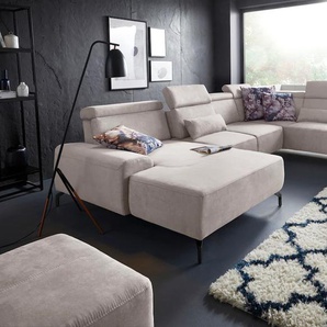 Wohnlandschaft SIT & MORE Gizeh U-Form, beige (elfenbein), B:340cm T:230cm, Sofas, 15 cm Fußhöhe, inklusive Sitztiefenverstellung und Kopfteilverstellung, Topseller