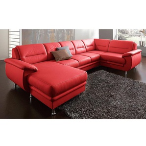 Wohnlandschaft SIT&MORE Mailand Sofas Gr. B/H/T: 312 cm x 85 cm x 179 cm, Kunstleder SOFTLUX, Recamiere links, ohne Bettfunktion, rot Wohnlandschaften wahlweise mit Bettfunktion, frei im Raum stellbar