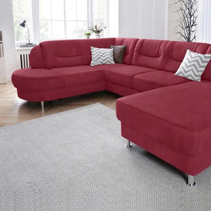 Wohnlandschaft SIT&MORE Salsa Sofas Gr. B/H/T: 333 cm x 86 cm x 205 cm, Luxus-Microfaser ALTARA NUBUCK, Recamiere rechts, ohne Bettfunktion, rot (bordeaux) Wohnlandschaften mit Federkern, wahlweise Bettfunktion
