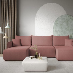 Wohnlandschaft Sofa mit Schlaffunktion CALGARY Stoff Curio Rose