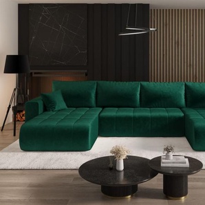 Wohnlandschaft Sofa mit Schlaffunktion CAMILA Stoff Monolith Grün