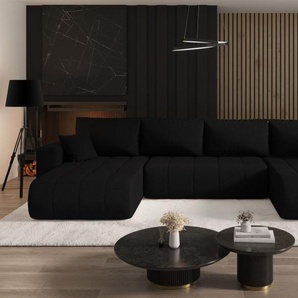 Wohnlandschaft Sofa mit Schlaffunktion CAMILA Stoff Wind Schwarz