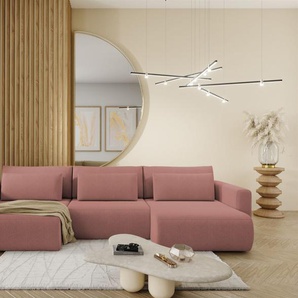 Wohnlandschaft Sofa mit Schlaffunktion CHAIRA Stoff Curio Rose