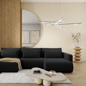 Wohnlandschaft Sofa mit Schlaffunktion CHAIRA Stoff Curio Schwarz