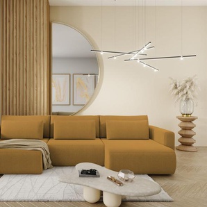 Wohnlandschaft Sofa mit Schlaffunktion CHAIRA Stoff Curio Senfgelb
