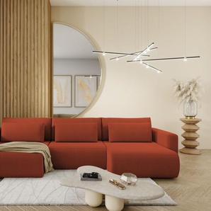 Wohnlandschaft Sofa mit Schlaffunktion CHAIRA Stoff Curio Ziegelrot