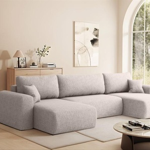 Wohnlandschaft Sofa mit Schlaffunktion FLORA Stoff Verita Beige
